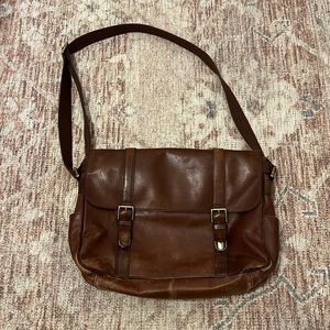 Fossil Brown Leather Messenger Bag